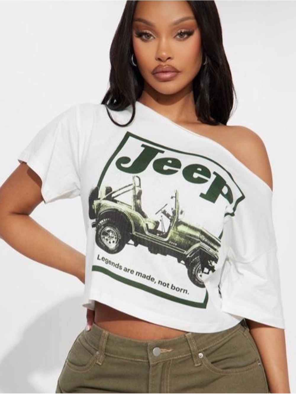 White off the shoulder Jeep crop top